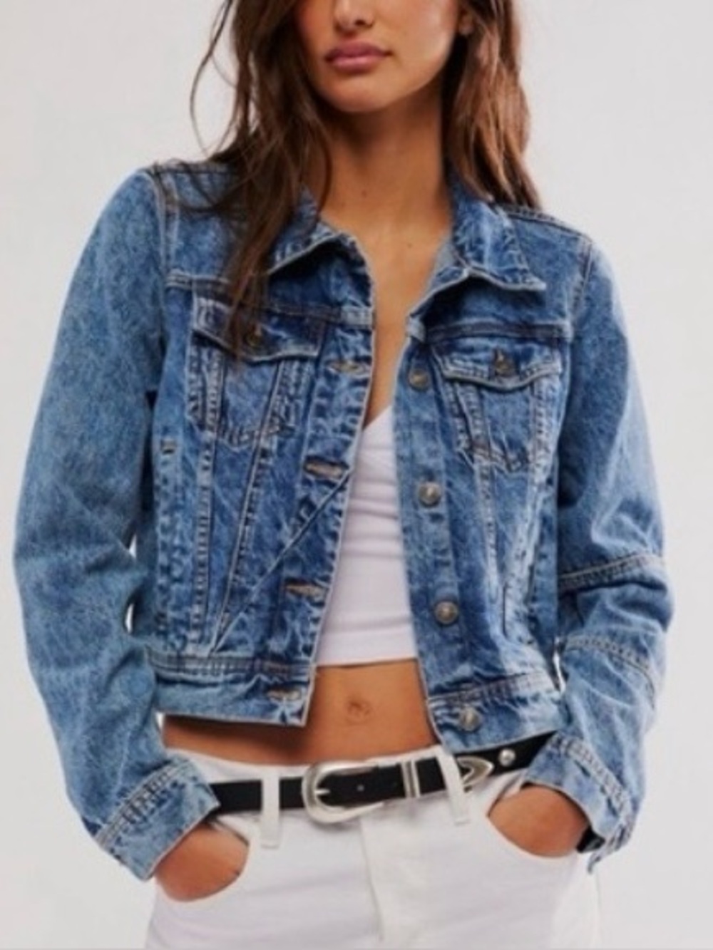 Free People Rumors Denim Jacket Light Wash L